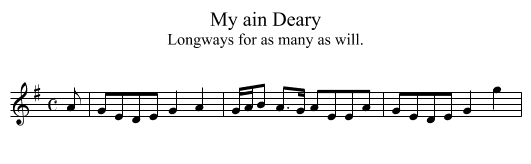 My ain Deary - staff notation