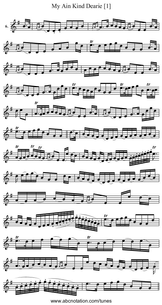My Ain Kind Dearie [1] - staff notation