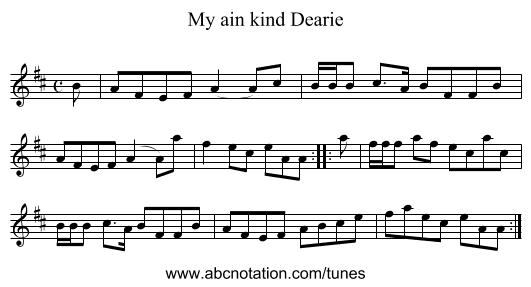 My ain kind Dearie - staff notation