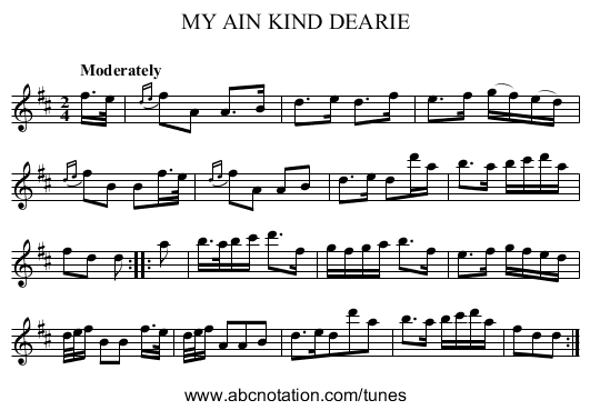 MY AIN KIND DEARIE - staff notation