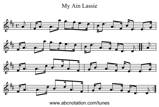 My Ain Lassie - staff notation