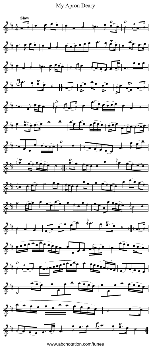 My Apron Deary - staff notation
