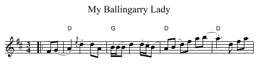 My Ballingarry Lady - staff notation