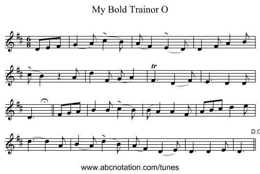 My Bold Trainor O - staff notation