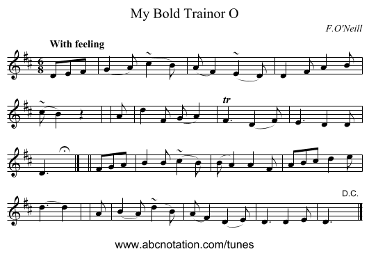 My Bold Trainor O - staff notation
