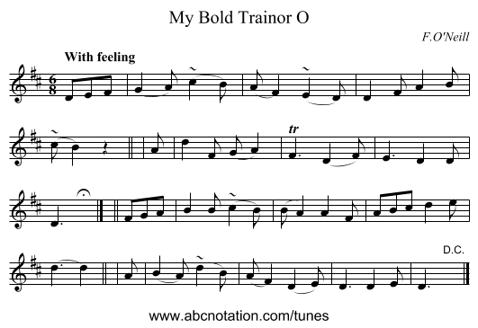 My Bold Trainor O - staff notation