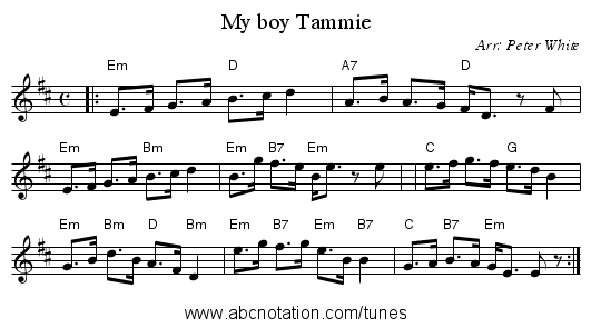 My boy Tammie - staff notation