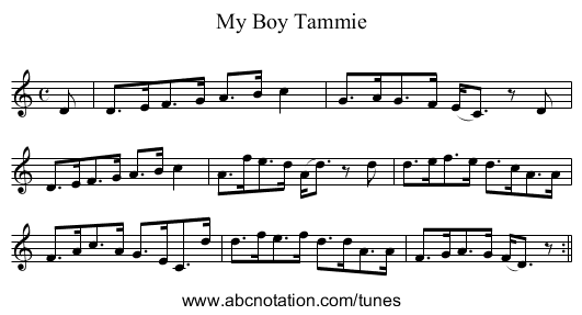 My Boy Tammie - staff notation