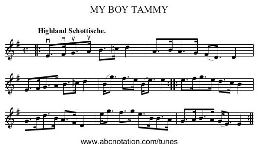 MY BOY TAMMY - staff notation