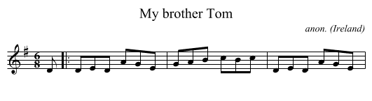My brother Tom - staff notation