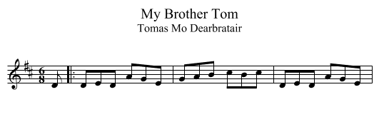 My Brother Tom - staff notation