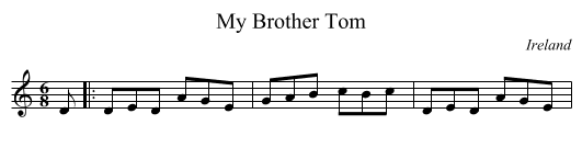 My Brother Tom - staff notation