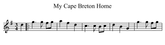 My Cape Breton Home - staff notation