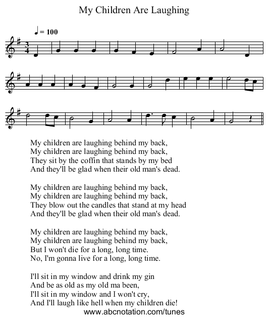 My Children Are Laughing - staff notation