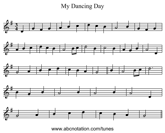 My Dancing Day - staff notation