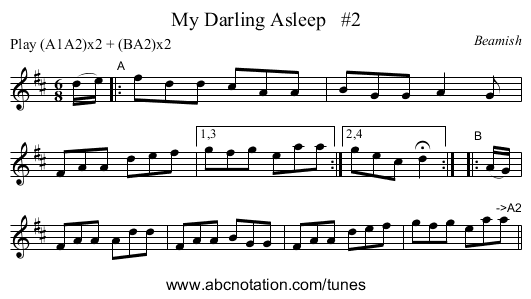 My Darling Asleep   #2 - staff notation