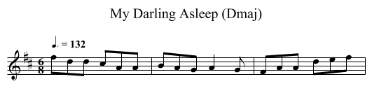 My Darling Asleep (Dmaj) - staff notation