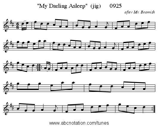 My Darling Asleep (jig) 0925 - staff notation