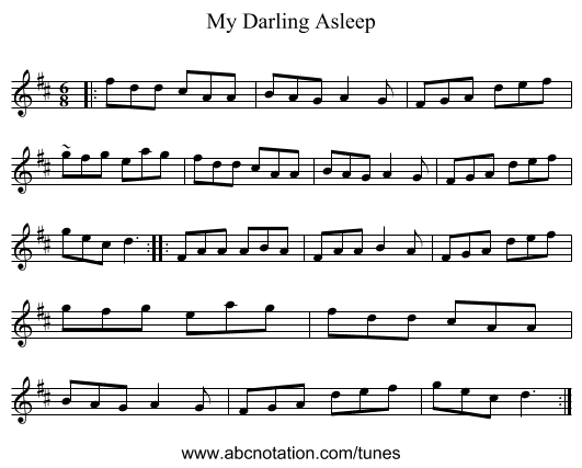 My Darling Asleep - staff notation