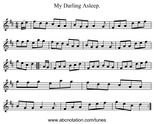 My Darling Asleep. - staff notation