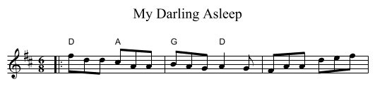 My Darling Asleep - staff notation
