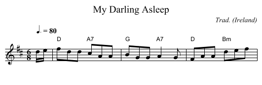 My Darling Asleep - staff notation