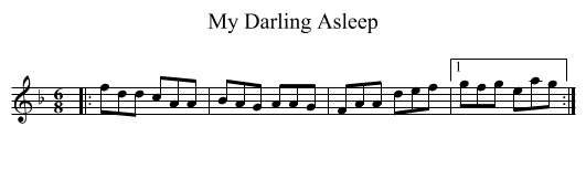 My Darling Asleep - staff notation