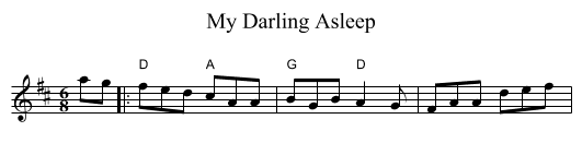 My Darling Asleep - staff notation