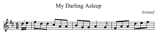 My Darling Asleep - staff notation