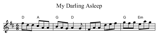 My Darling Asleep - staff notation