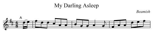 My Darling Asleep - staff notation