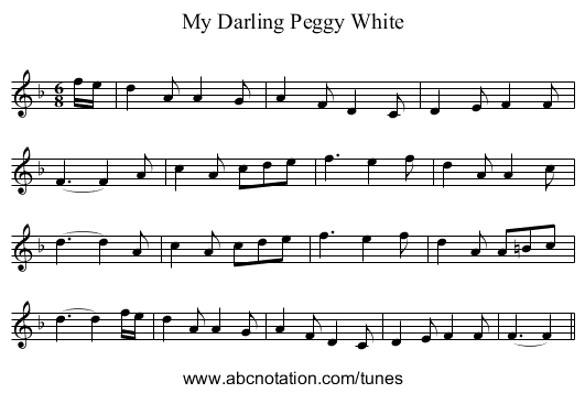 My Darling Peggy White - staff notation