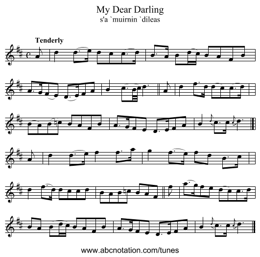 My Dear Darling - staff notation
