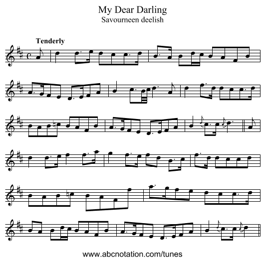 My Dear Darling - staff notation