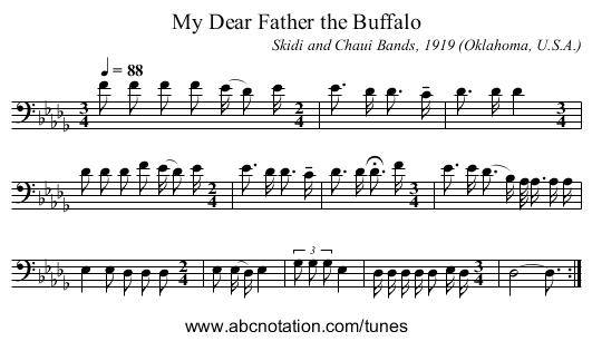 My Dear Father the Buffalo - staff notation