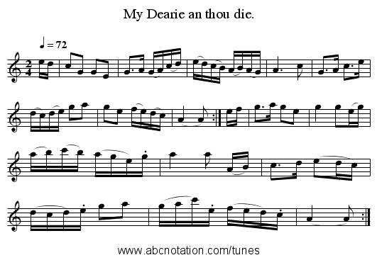My Dearie an thou die. - staff notation