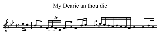 My Dearie an thou die - staff notation