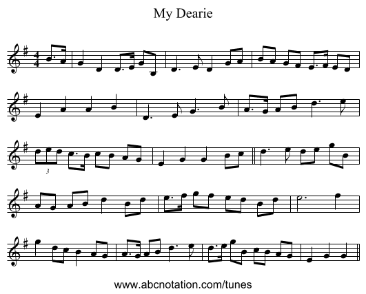 My Dearie - staff notation