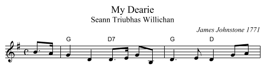 My Dearie - staff notation