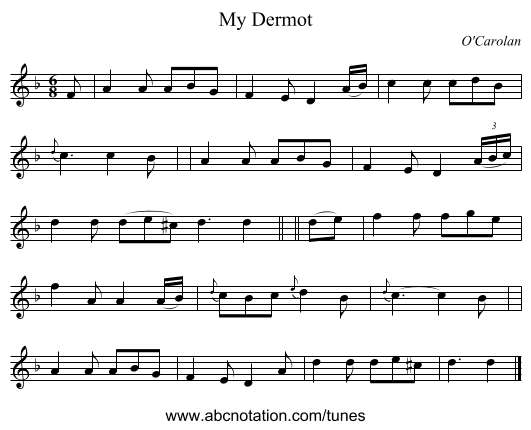 My Dermot - staff notation