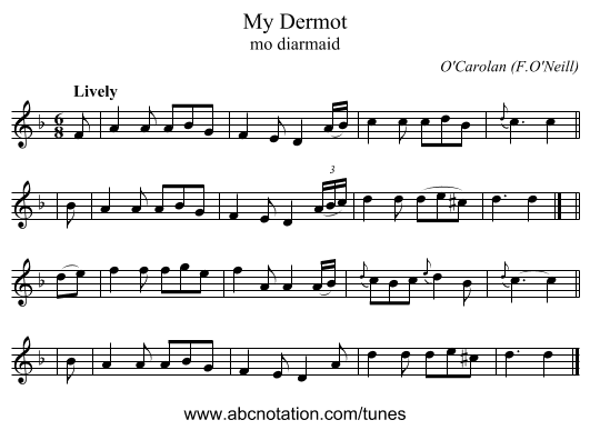 My Dermot - staff notation