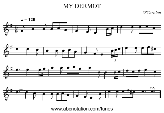MY DERMOT - staff notation