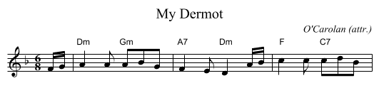 My Dermot - staff notation
