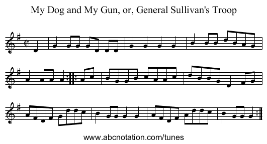 My Dog and My Gun, or, General Sullivan's Troop - staff notation
