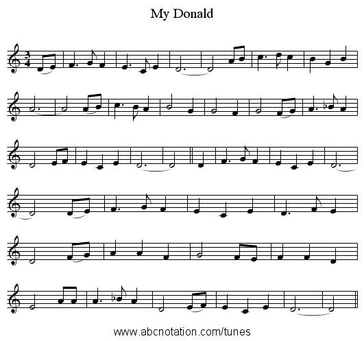 My Donald - staff notation
