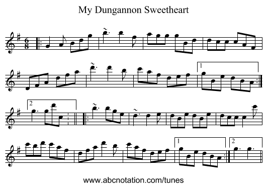 My Dungannon Sweetheart - staff notation