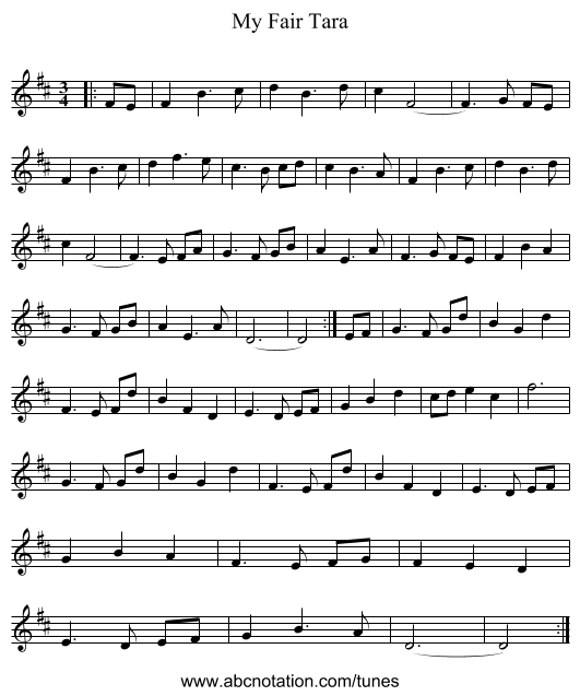 My Fair Tara - staff notation