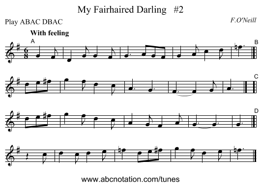 My Fairhaired Darling   #2 - staff notation