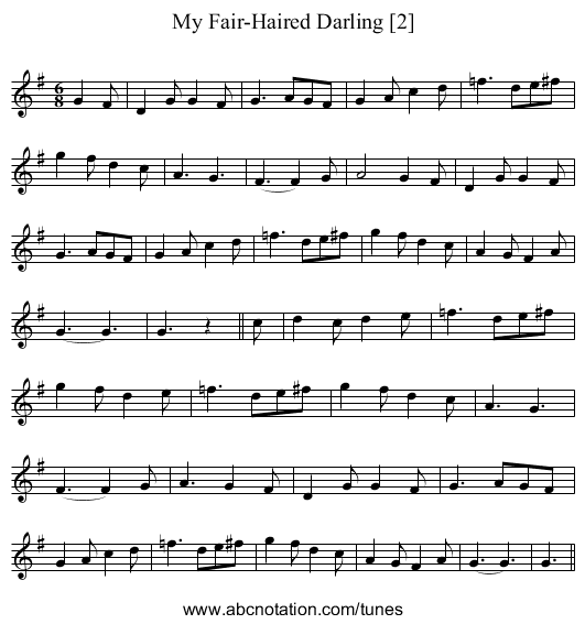 My Fair-Haired Darling [2] - staff notation