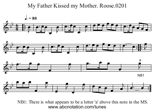 My Father Kissed my Mother. Roose.0201 - staff notation
